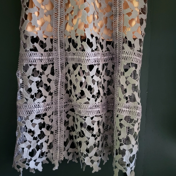 Elliatt xAnthropologie Tingle Midi Dress Crochet Lace Overlay in Lilac & Nude XS - Picture 6 of 12